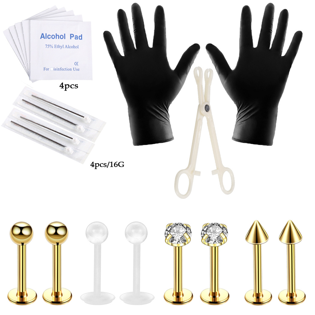 不锈钢唇钉人体穿刺穿孔一次性工具套装专供应亚马逊畅销跨境厂家