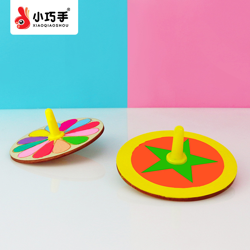 小巧手科技小制作幼儿园益智玩具diy手工旋转陀螺少年宫科普培训