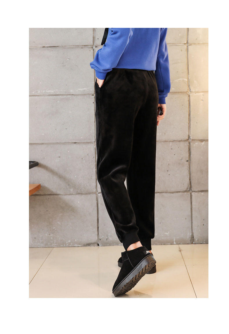 特大码加绒加厚金丝绒裤子女秋冬季胖mm200斤宽松保暖休闲裤外穿