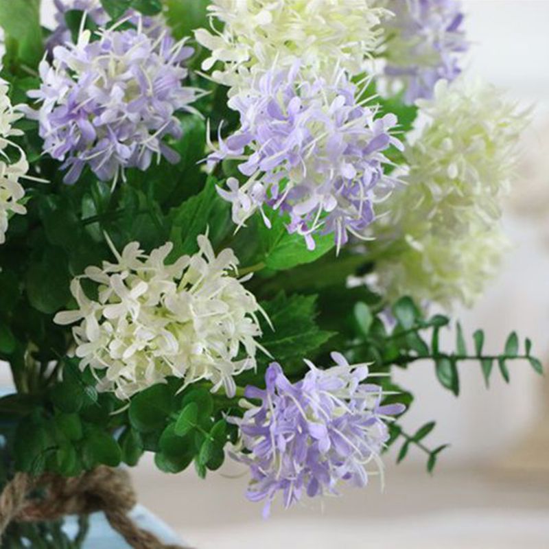 l法式清新仿真花 紫色白色夕雾花 客厅样板房装饰花绢花假花
