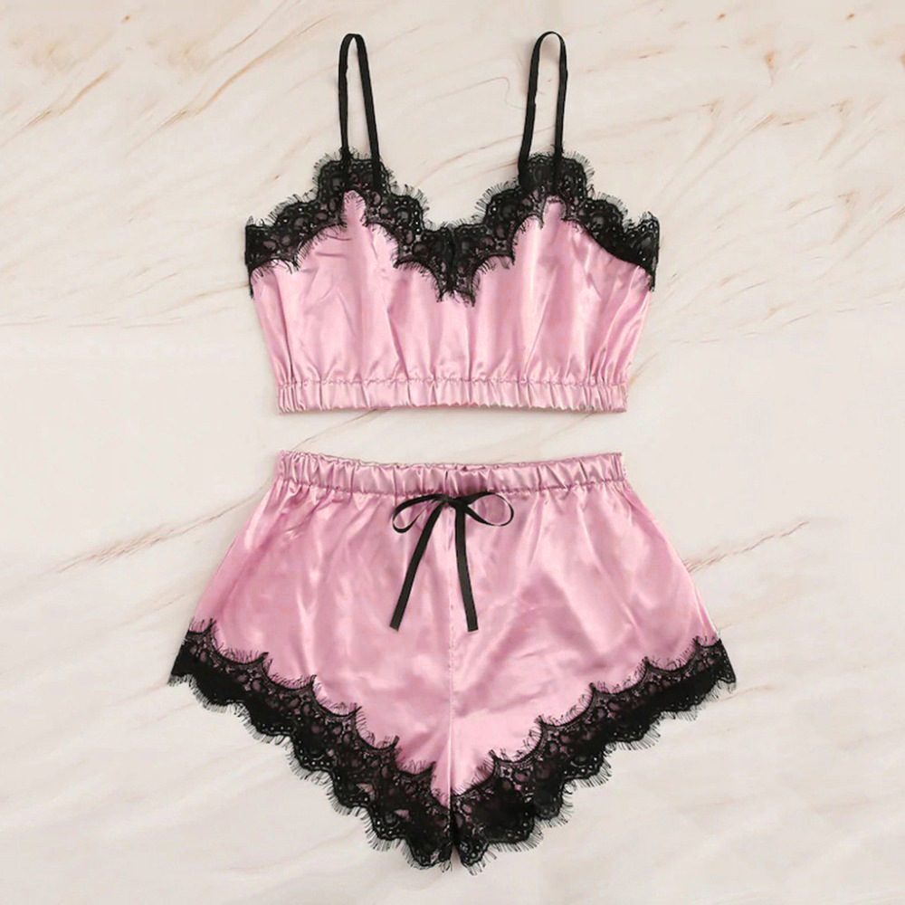 欧美情趣内衣批发睫毛色丁拼接裹胸短裤两件套