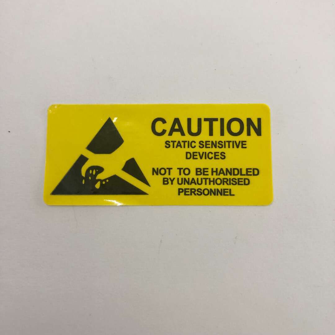 现货防静电标贴黄色警示标签防静电标识不干胶贴纸印刷商标