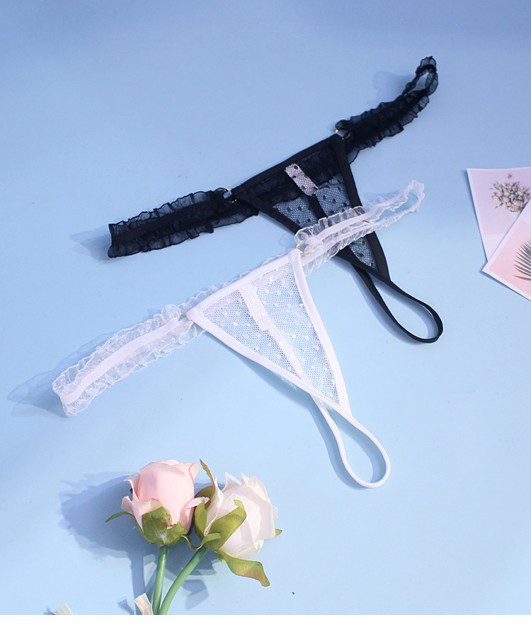 欧美透明丁字裤女士情趣镂空透视内内可仙性感蕾丝网t字型内裤