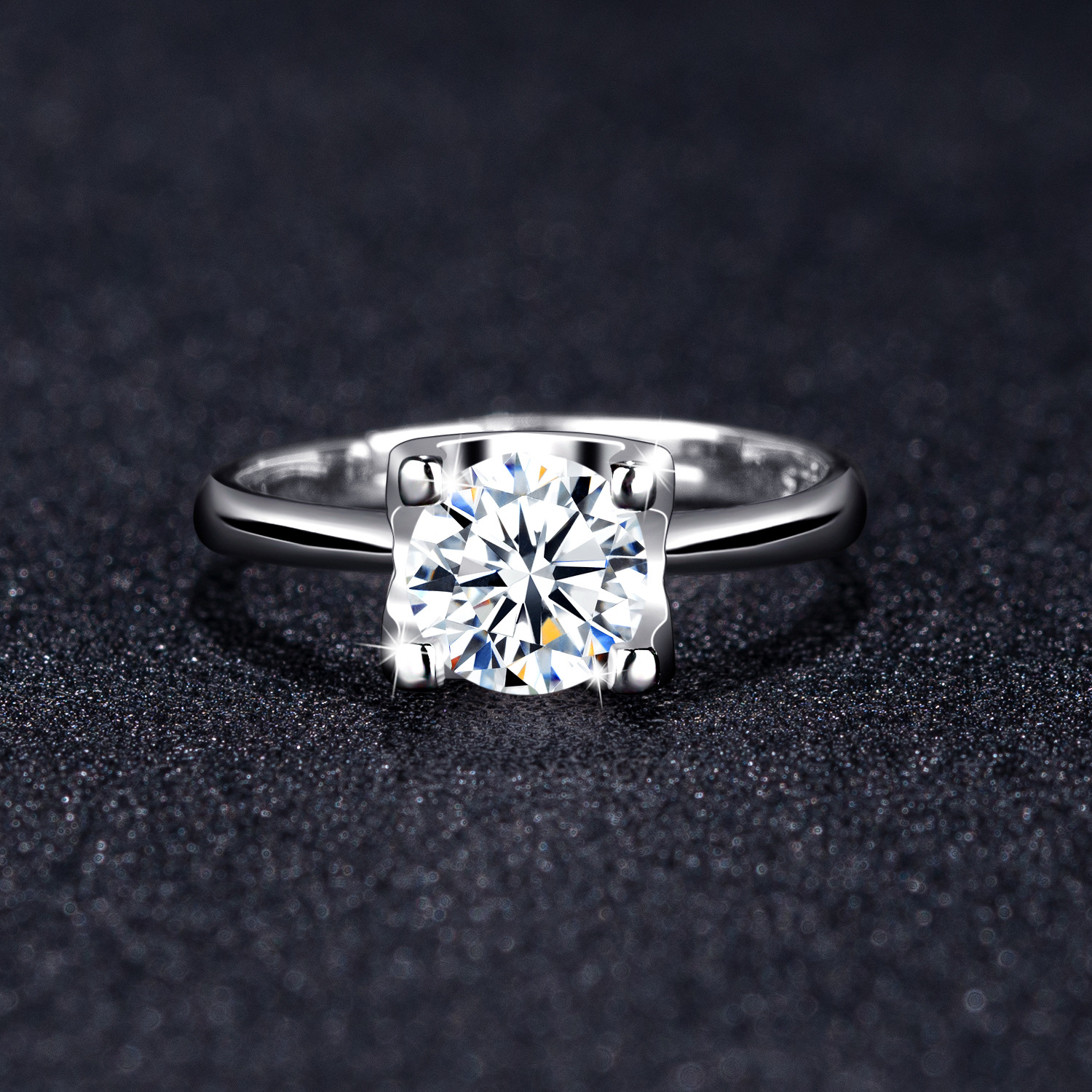 gra证书莫桑钻戒指高端镀18k女士婚戒经典牛头款求婚钻戒