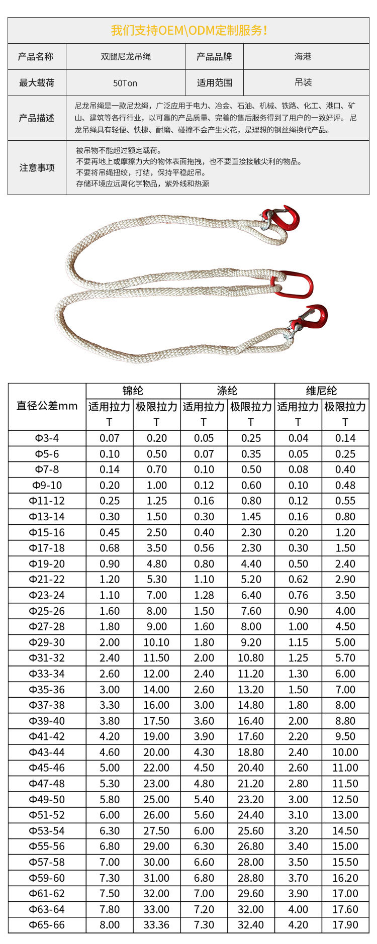 直销专业起重尼龙吊绳 双腿尼龙绳吊具起重吊绳 支持定制