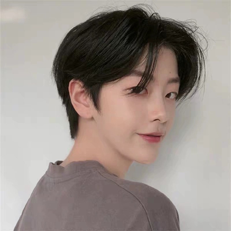 假发男中分刘海短卷发韩版帅气修脸学生短发自然新款蓬松全头套式