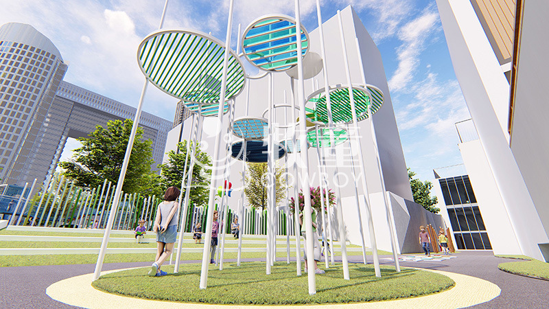 现代科技感园所内还有许多有趣的小品设计可以让孩子们无拘无束地玩耍