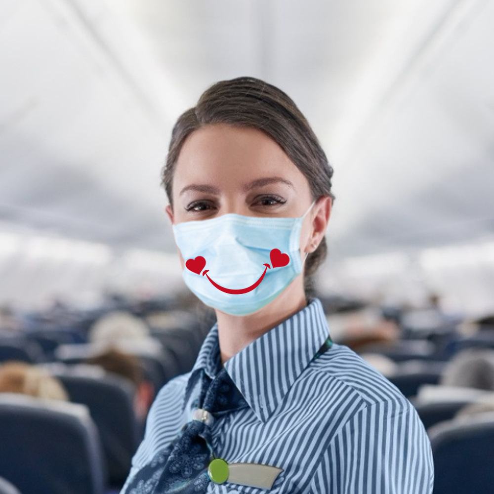 cc004亚马逊wish防护服贴纸微笑口罩笑脸嘴唇贴笑口服务嘴唇贴纸