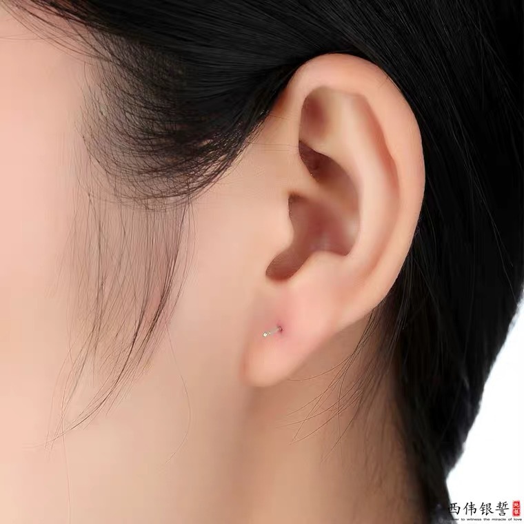 s925纯银耳针耳棒耳棍耳钉银针diy女防过敏十字碗针耳饰配件批发