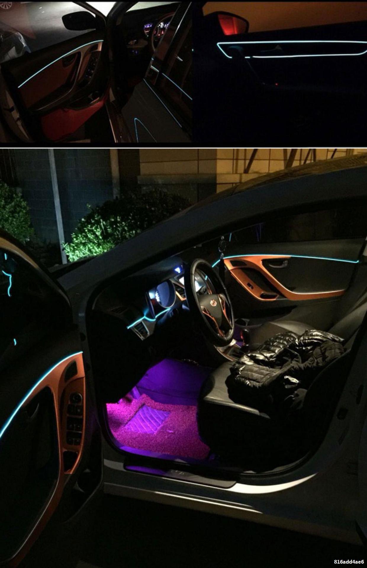 led汽车氛围灯车内 改装气氛灯内饰冷光线带边夹式装饰灯条车门灯