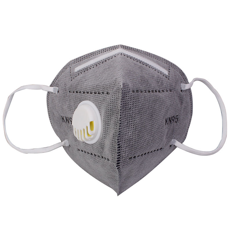 龙创厂家现货供应灰色kn95防护口罩 含活性炭 带呼吸阀 6层防护