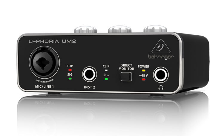 百灵达 behringer um2 两进两出 usb声卡 音频接口录音配音编曲