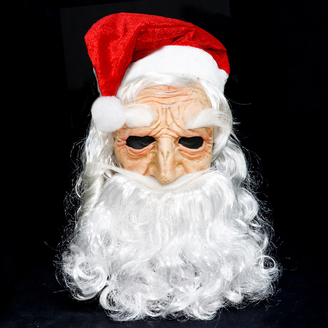 圣诞白胡子老人面具圣诞节老爷爷面具恐怖乳胶头套圣诞老人棉花