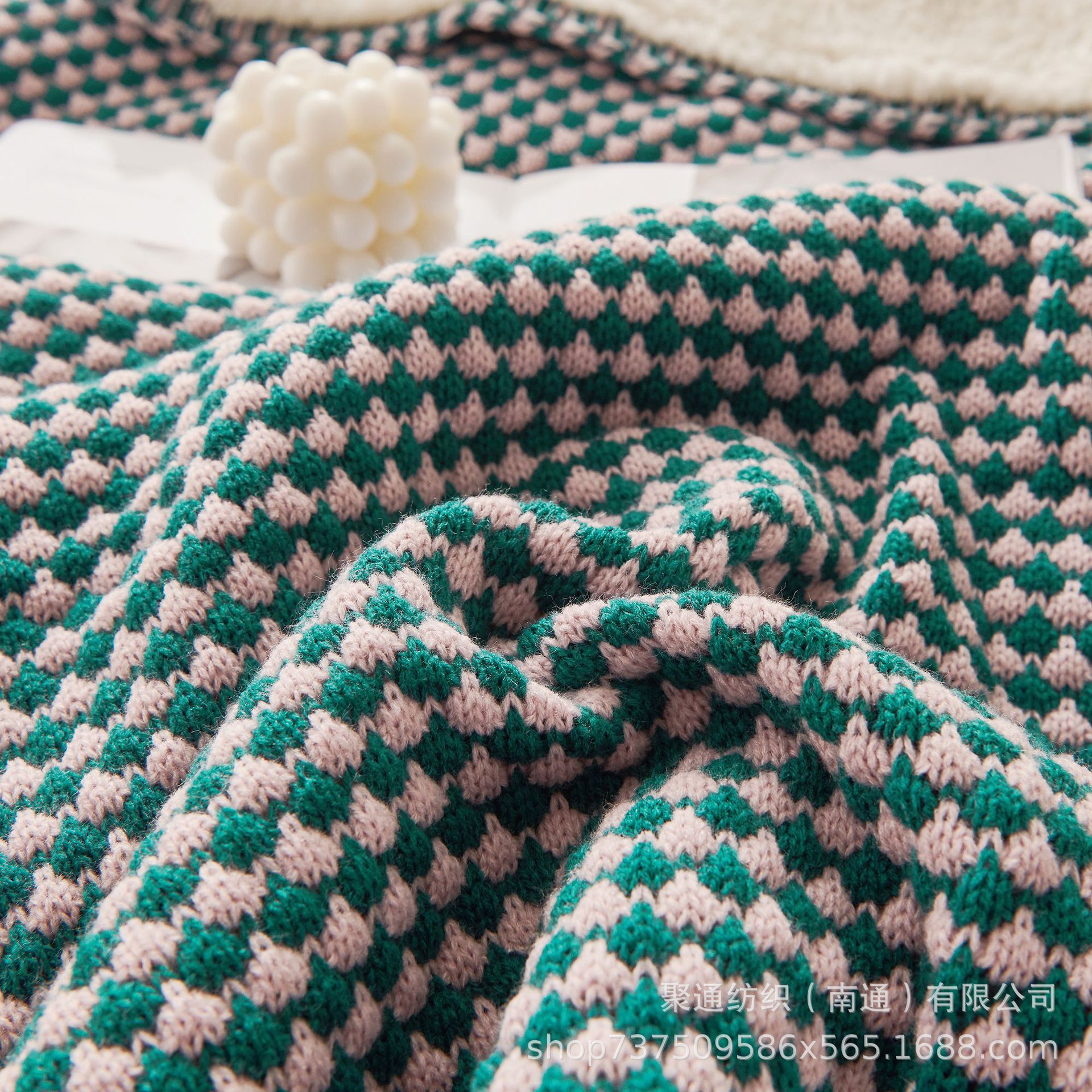 秋冬双色提花加绒针织毛线毯子羊羔绒双层保暖床单双人盖毯