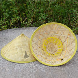 斗笠竹编遮阳防雨防晒帽农夫帽子成人幼儿园演出道具舞蹈帽三叶帽