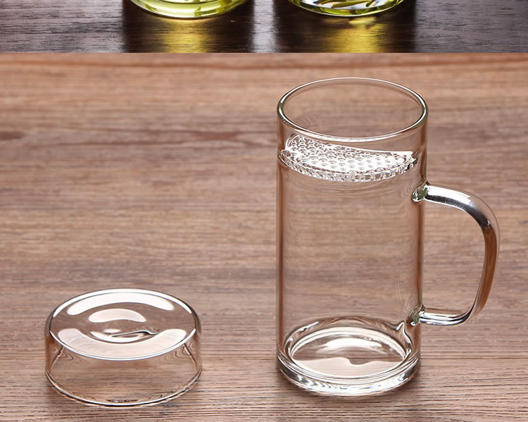 玻璃府 高硼硅耐热玻璃加厚月牙杯 带过滤茶杯泡绿茶花茶杯子家用