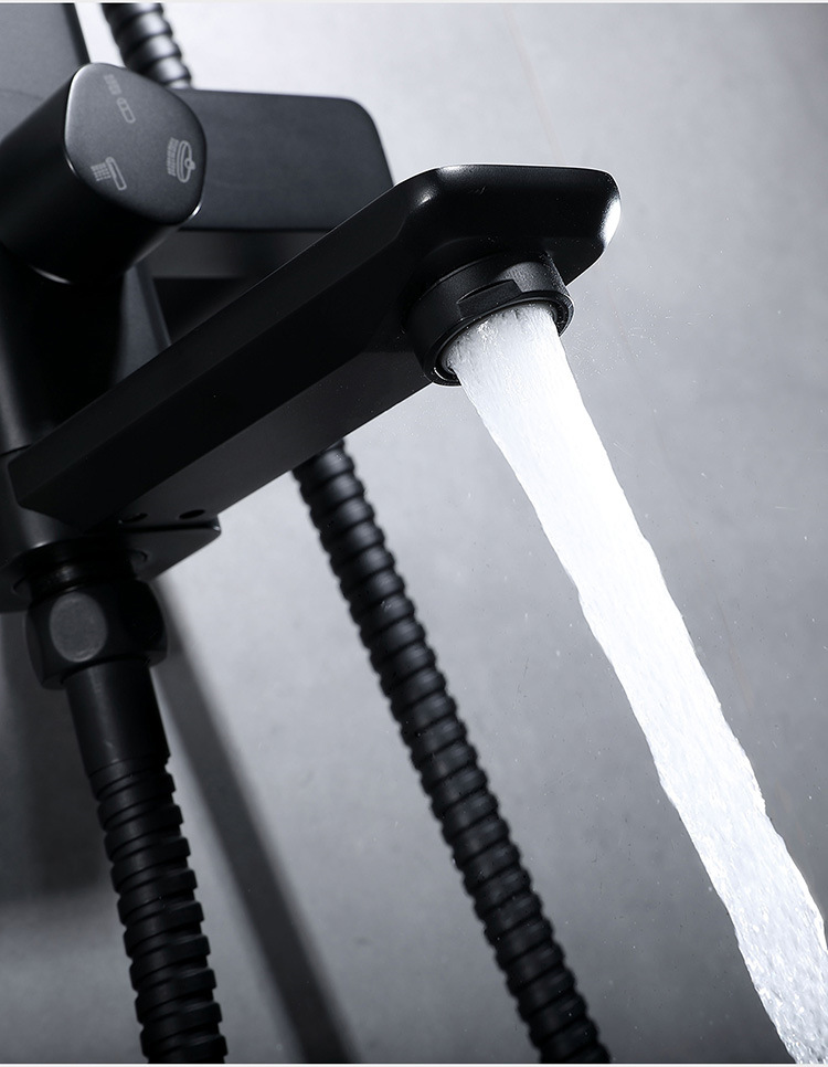 德国motuo摩拓家用黑色全铜浴室淋雨器淋浴花洒套装器喷头增压