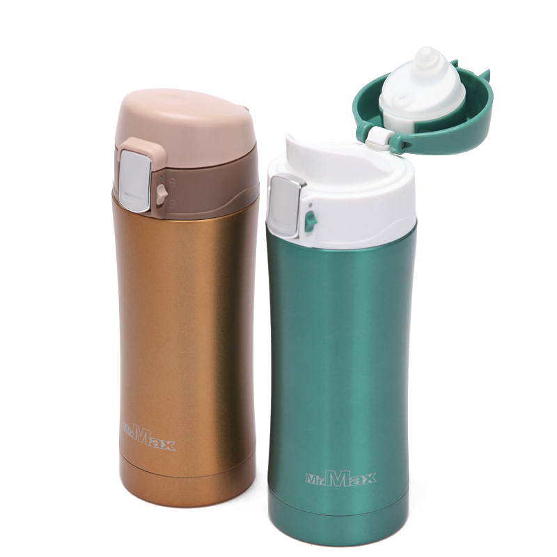 秀气单手跳弹真空不锈钢磨砂保温杯车载保温杯