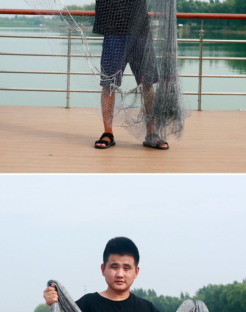 纯手工编织撒网手抛网渔网传统老式钓鱼尼龙轮胎线铅坠手撒扑鱼网