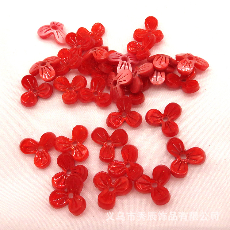 DIY Antiquity Hair Clasp Headdress Jewelry Accessories Materials Acetic Acid Imitation Shell Three Petals 12mm Three-Dimensional