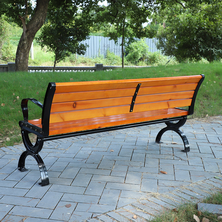 广场户外休息靠背椅子长条坐凳室外连排椅小区塑木长椅公园休闲椅