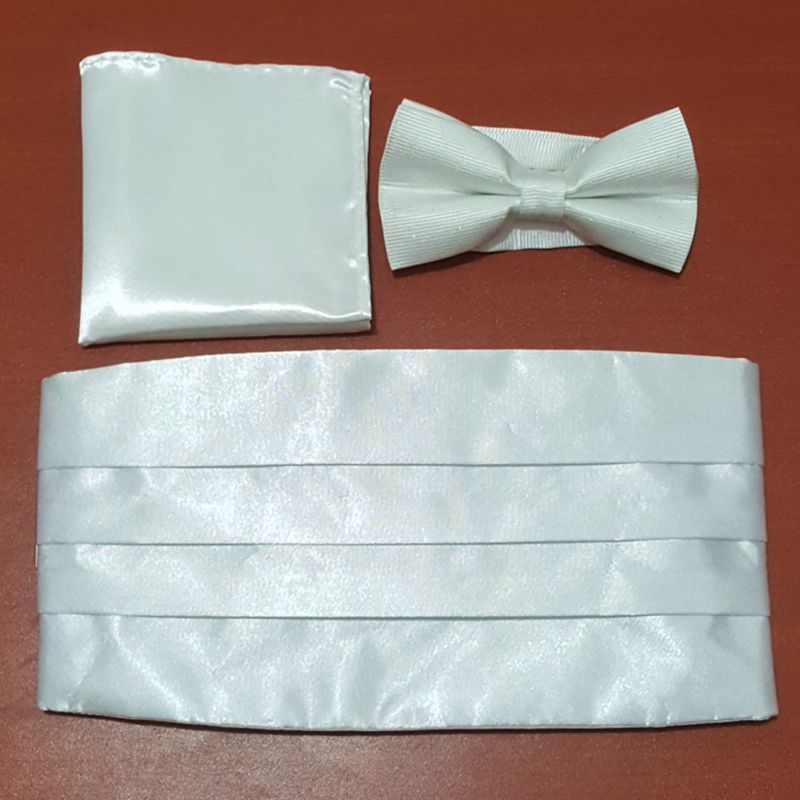 男士新郎礼服腰封 领结 胸巾 礼盒套装 黑白银红色酒红五色可选