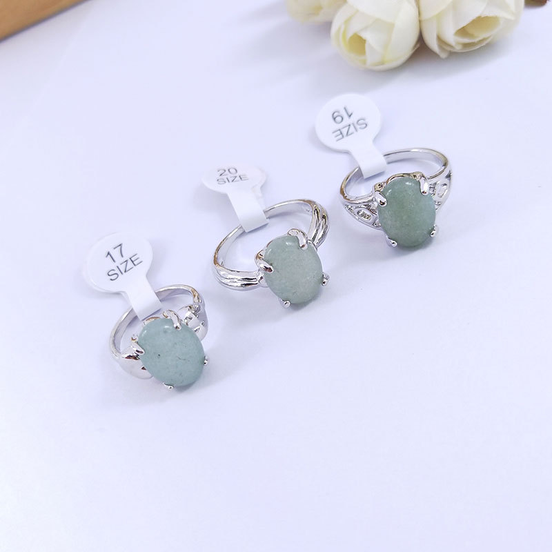 Factory Spot Direct Sales Mixed Natural Stone Light Green Ring Simple Girl Bracelet E-Commerce Foreign Trade Ornament Wholesale