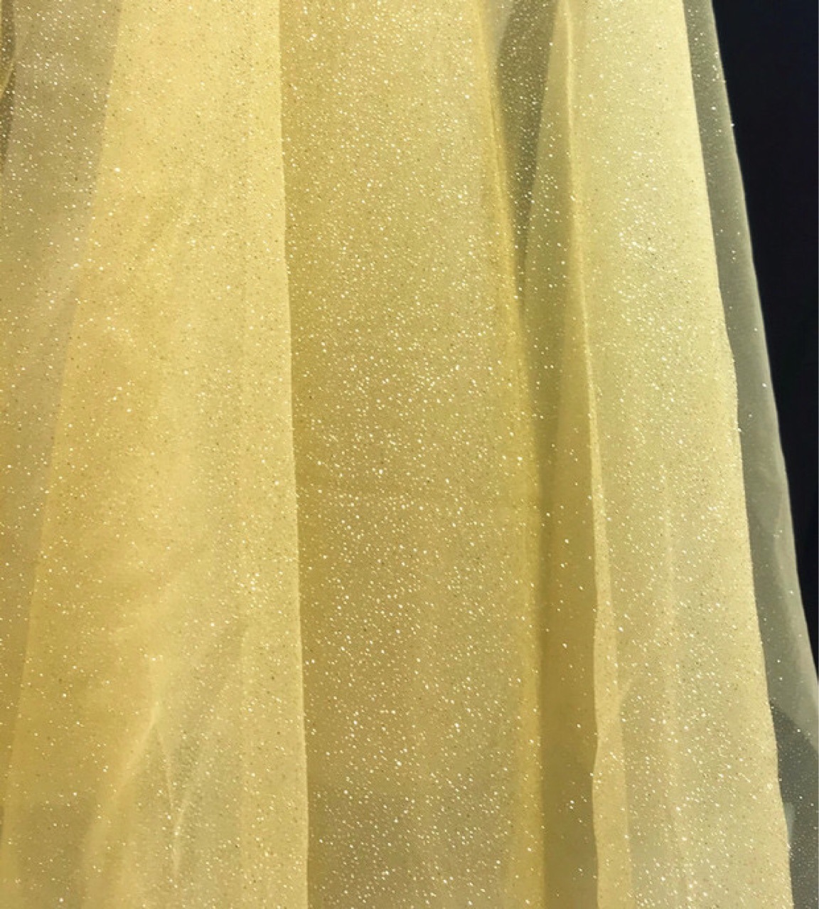 金色金黄色亮片纱透明舞蹈服表演服女装时装亮片纱布料服装面料