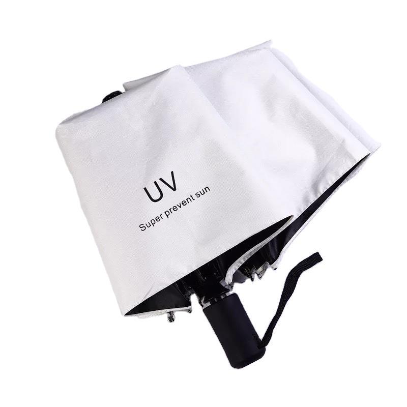 Full-Automatic UV Triple Folding Umbrella Vinyl Sun Protective Sun Umbrella UV Protection Sunshade Folding Sun Umbrella Custom Logo