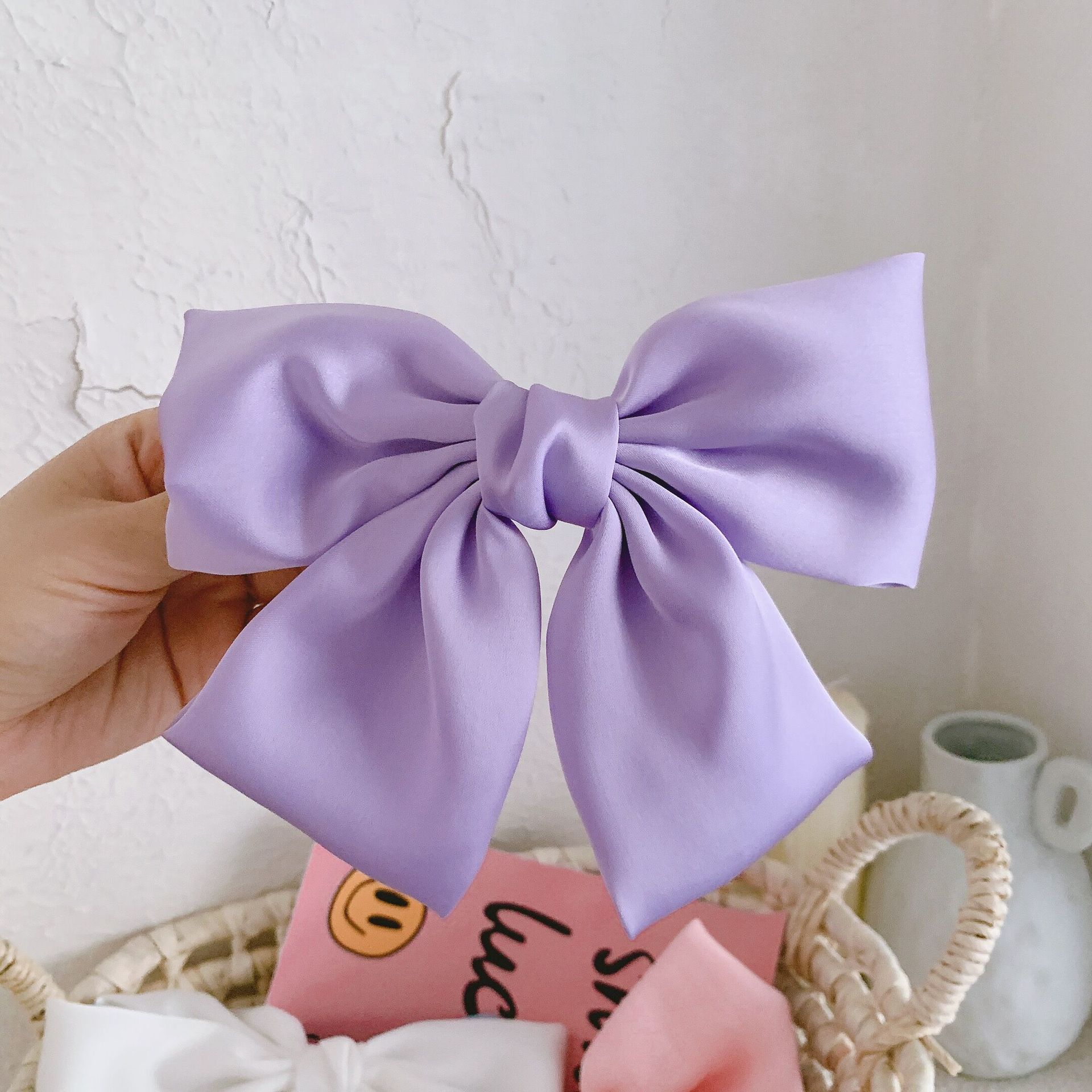 杨超越同款紫色大蝴蝶结发夹少女顶夹黑色网红jk发夹子周扬青发饰