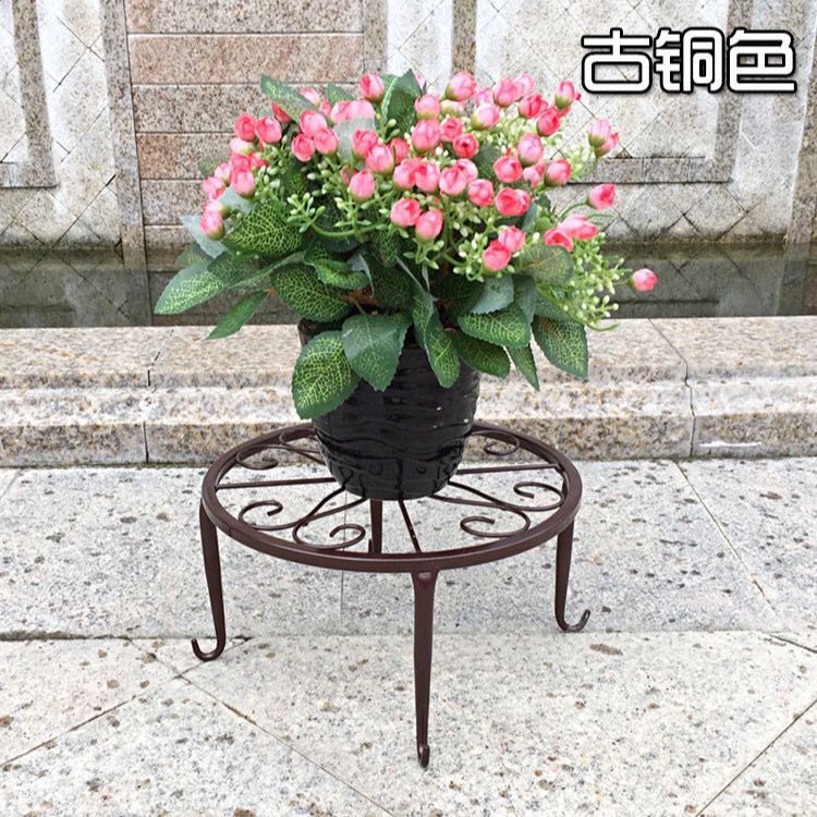 Cross-Border Gardening Single-Layer Wrought Iron Small Flower Stand Balcony Outdoor Green Dill and Bracketplant Potted Plant Iron Pergola Holder Carrier