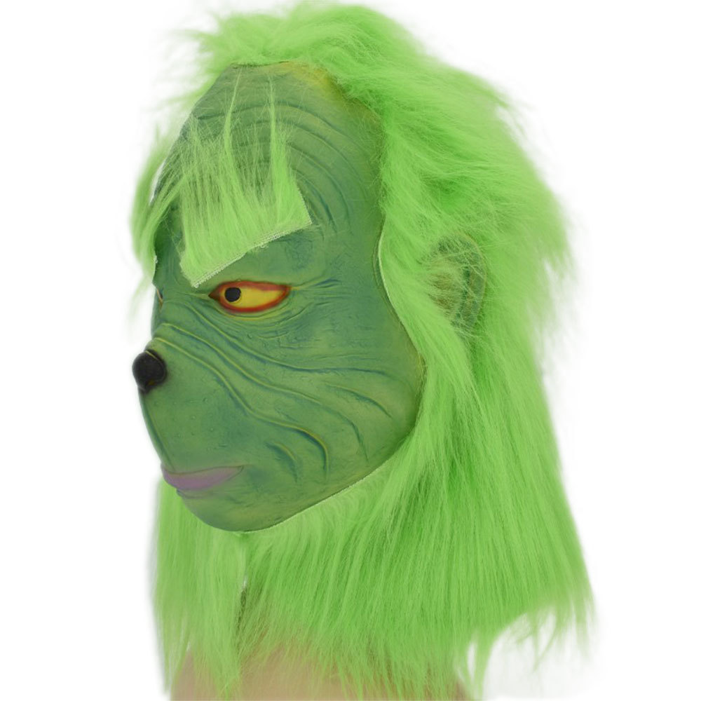 格林奇面具圣诞怪杰头套绿毛怪面具圣诞万圣节面罩派对脸谱道具新