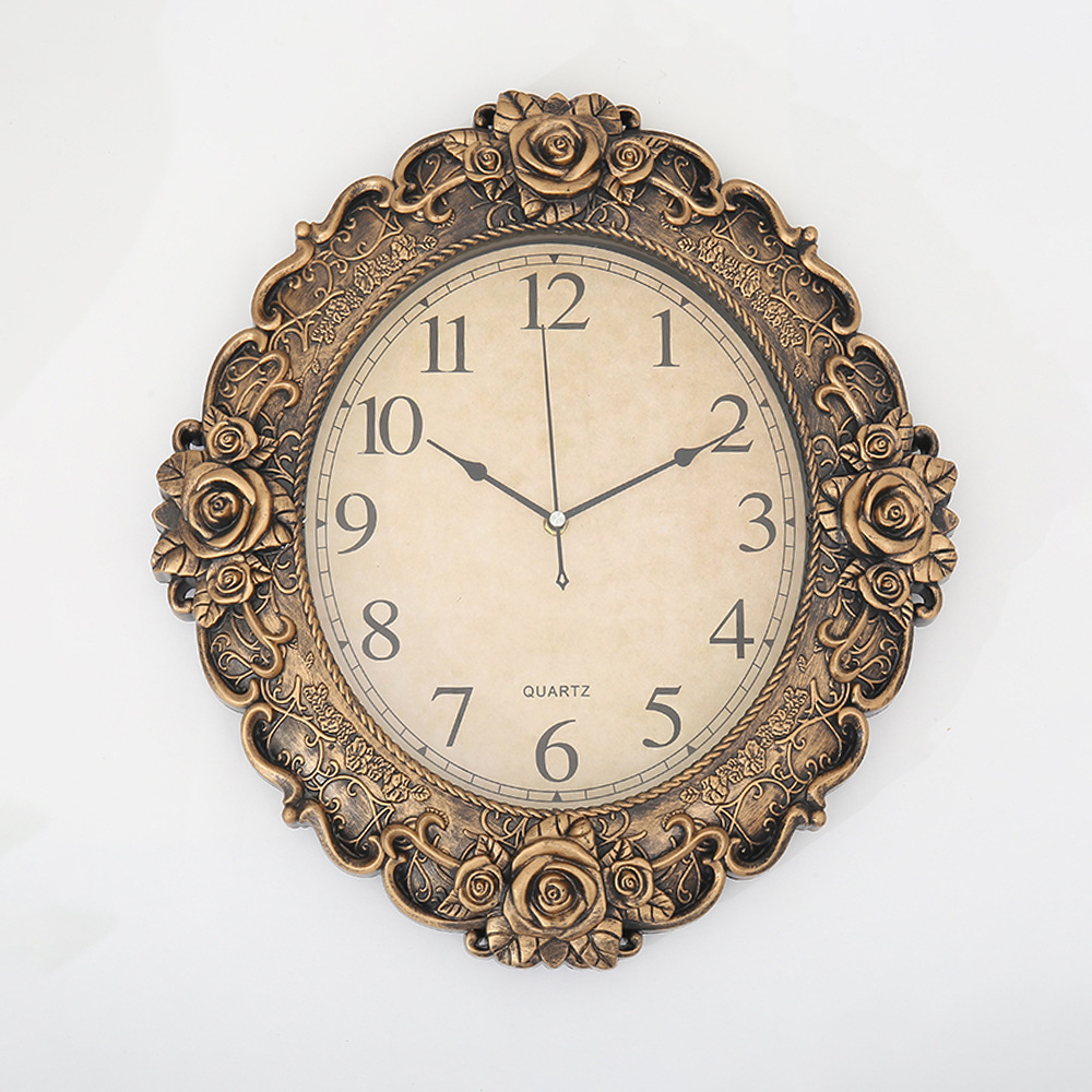 义乌现货源 星时钟表厂 椭圆形玫瑰花浪漫家居用品欧式简约个性