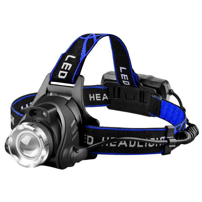 led头灯强光充电超亮头戴式手电筒户外感应变焦夜钓鱼氙气矿灯