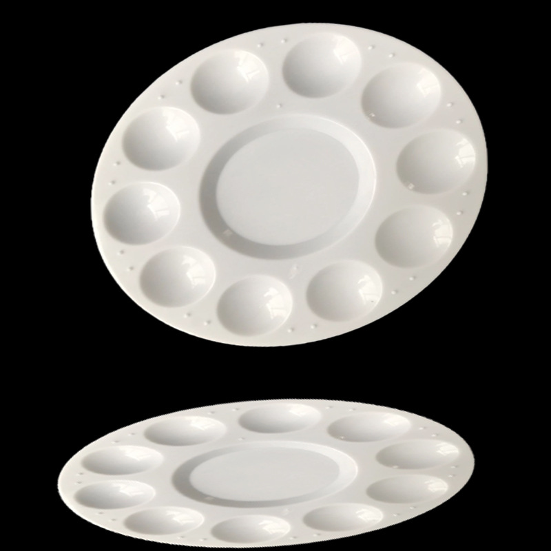 圆形调色盘水粉颜料调色盘塑料调色碟美术绘画多功能调色盘