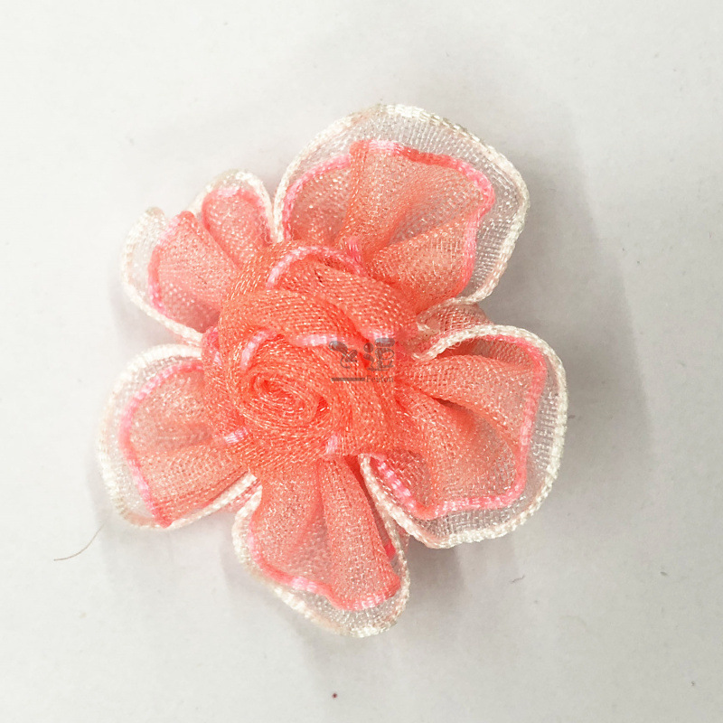 雪纱玫瑰五瓣花 多瓣带锦花丝带花 服饰配件儿童发饰