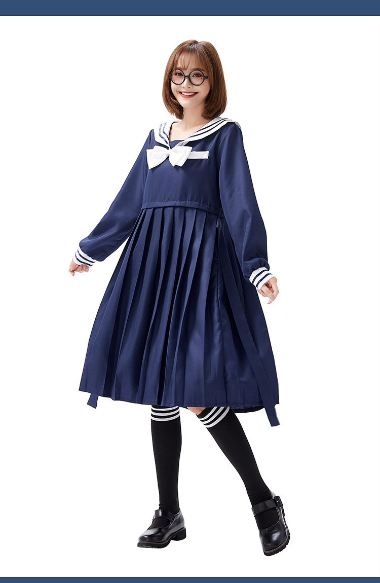 日系jk制服天蓝色大蝴蝶结海军风连衣裙日常软妹少女水手学生服装