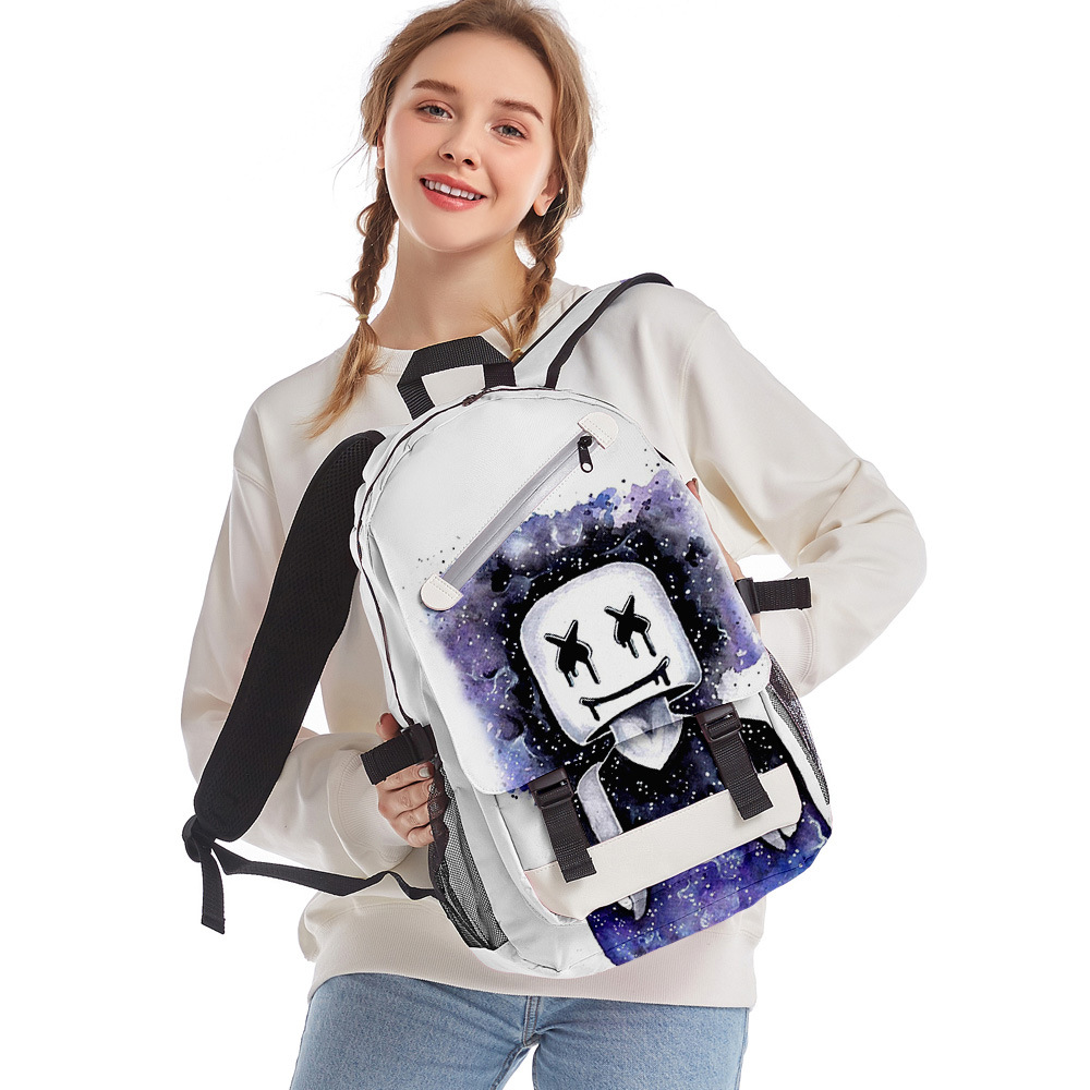 棉花糖 marshmello周边斜杠带链双肩包学生百搭时尚潮流 厂家直销