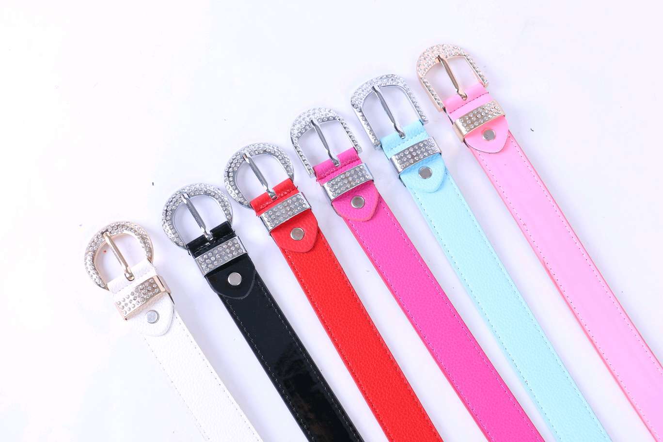 Women‘s Imitation Leather Belt Fashion Bag Drill Buckle Belt Primary and Secondary School Students Belt Factory Direct Sales