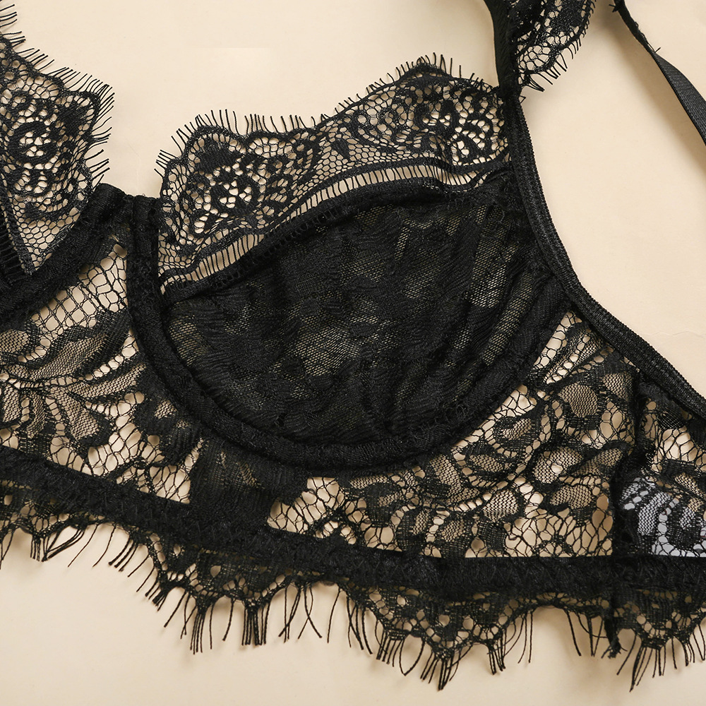 跨境新品2020热销爆款性感蕾丝绑带女吊带分体情趣内衣套装11398