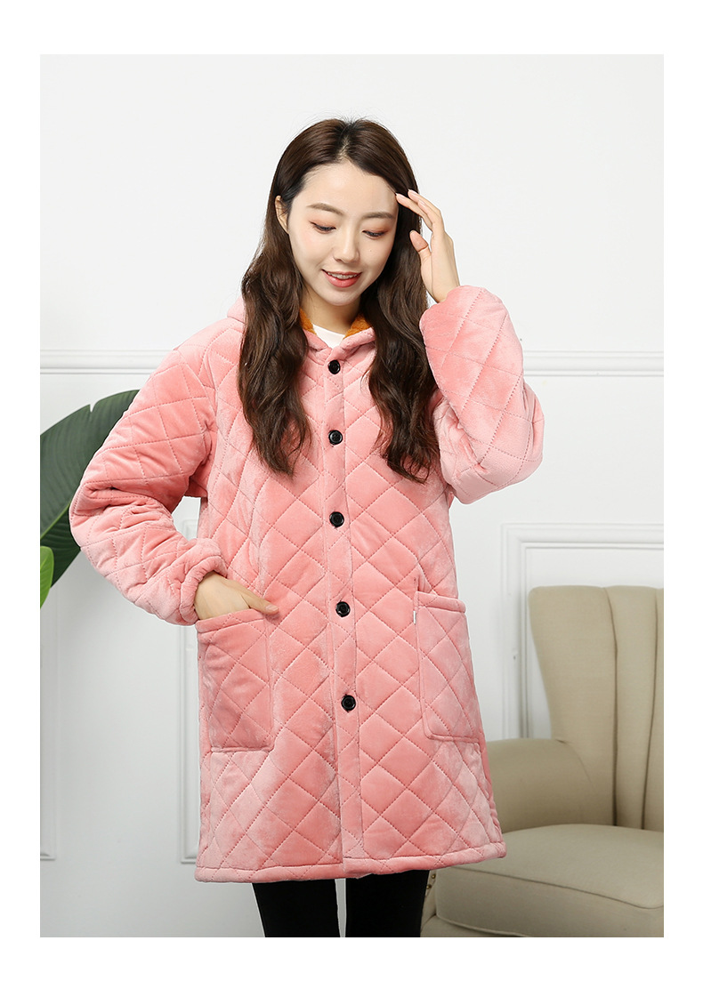 羽绒服罩衣女时尚法兰绒大人防脏秋冬加绒加厚韩式保温保暖成人