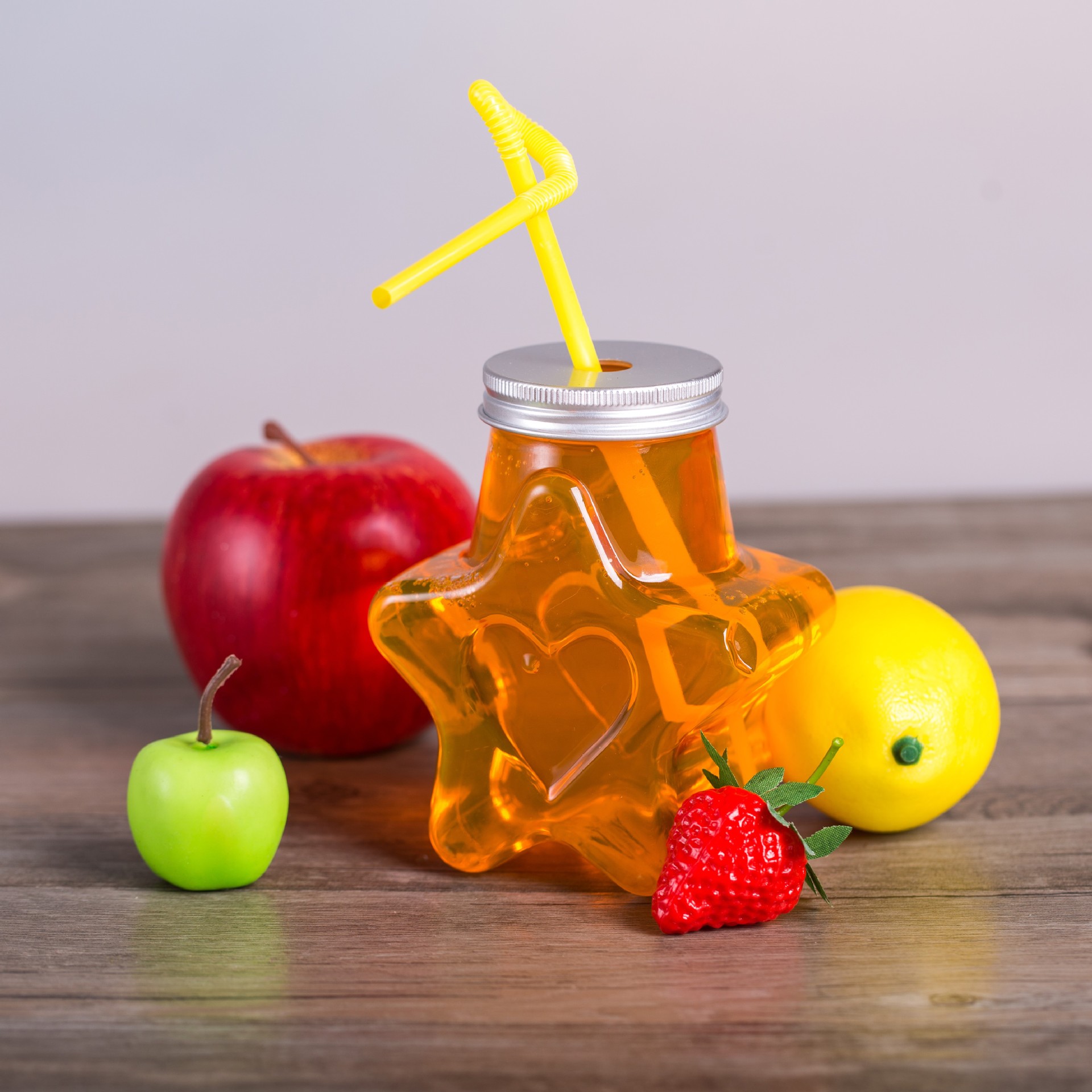 塑料瓶 350mlpet果汁瓶 食品级高透饮料瓶 创意星星奶茶瓶