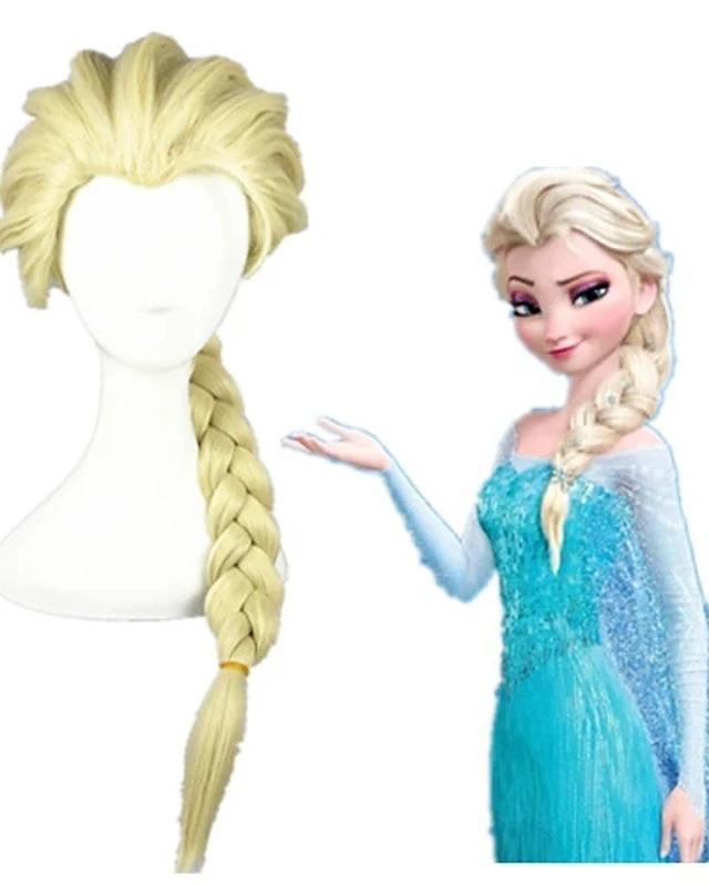 冰雪奇缘艾莎公主假发金色美人尖辫子艾莎假发奶白色蓬松cos假发
