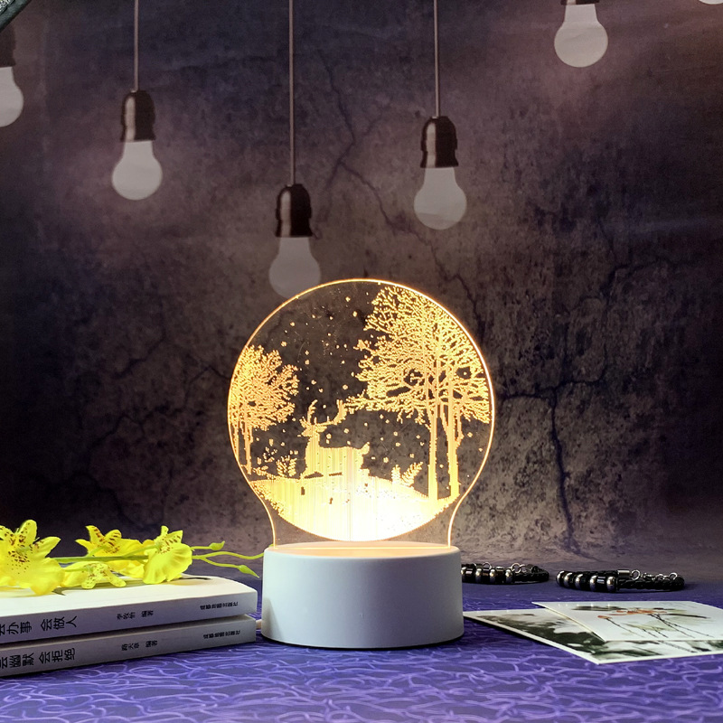 Small Night Lamp Bedroom Led Bedside Lamp Plug-in Acrylic 3D Table Lamp Birthday Gift Creative Teacher's Day Small Gift