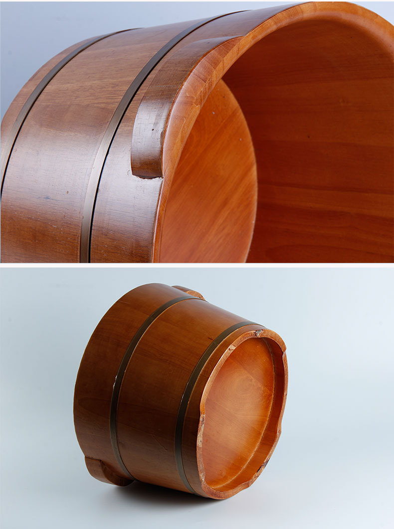 家用按摩木质泡脚木桶泡脚盆 实木蒸脚足浴桶成人足疗橡木盆批发