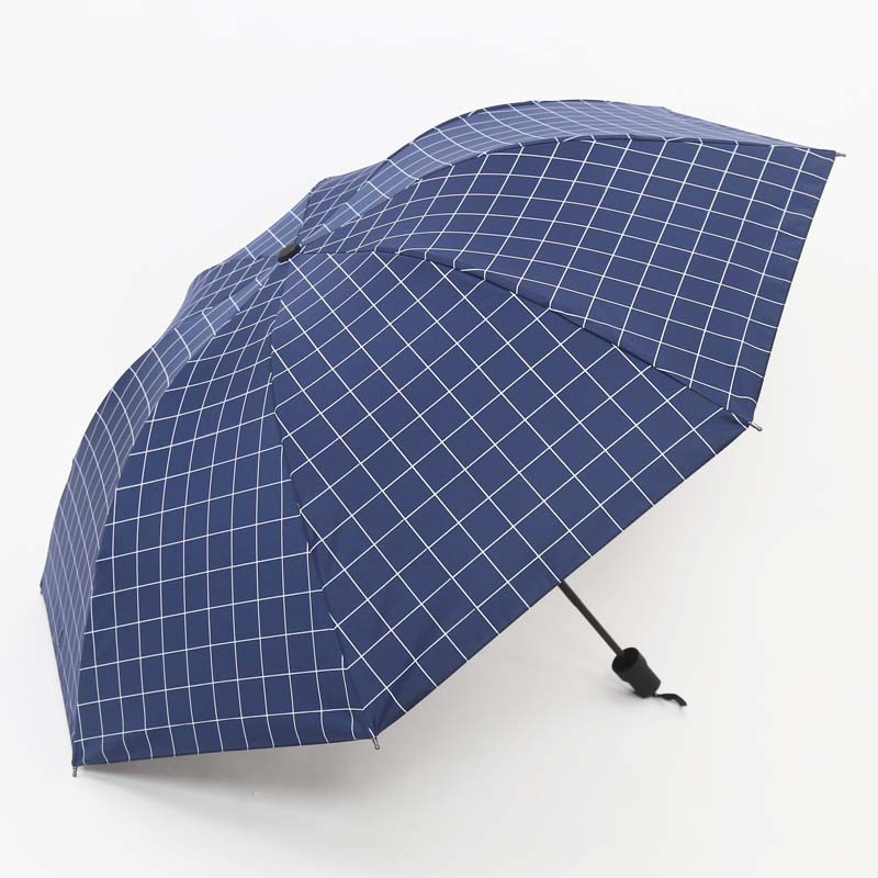 Three-Fold Plaid Folding Sun Umbrella Nanyang Sun Umbrella Student Travel Black Glue Sun Protection Sun Umbrella Wholesale