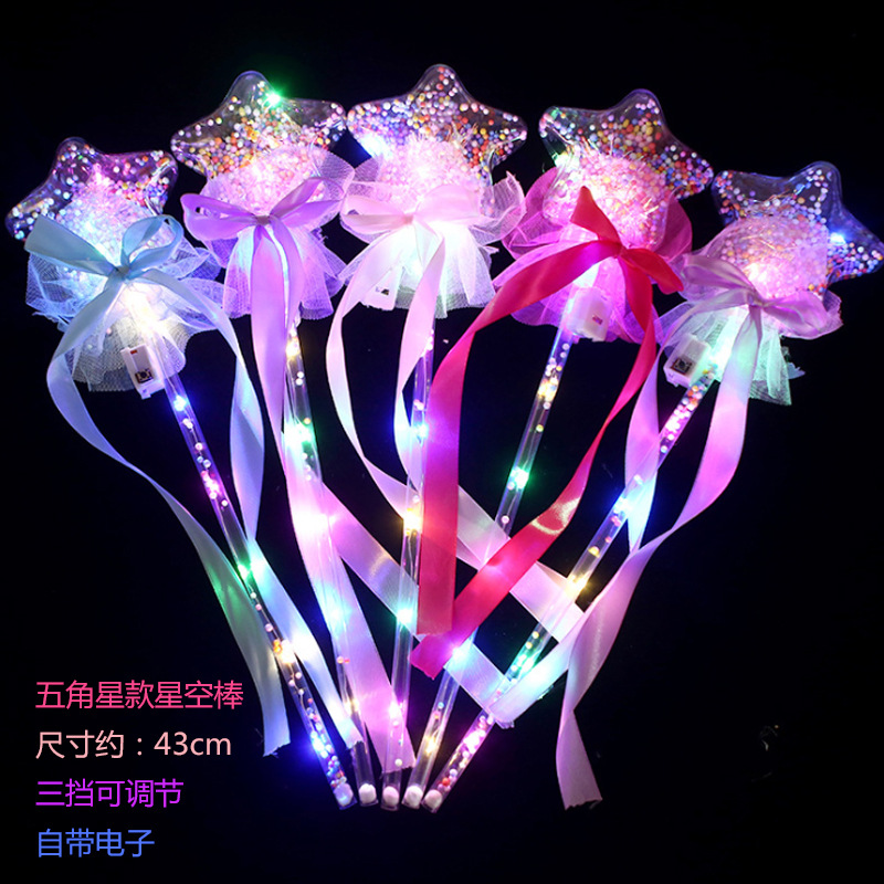 Luminous Bounce Ball Magic Wand Star Sky Ball New Exotic Toys Stall Hot Sale Square Night Market Popular Children's Toys