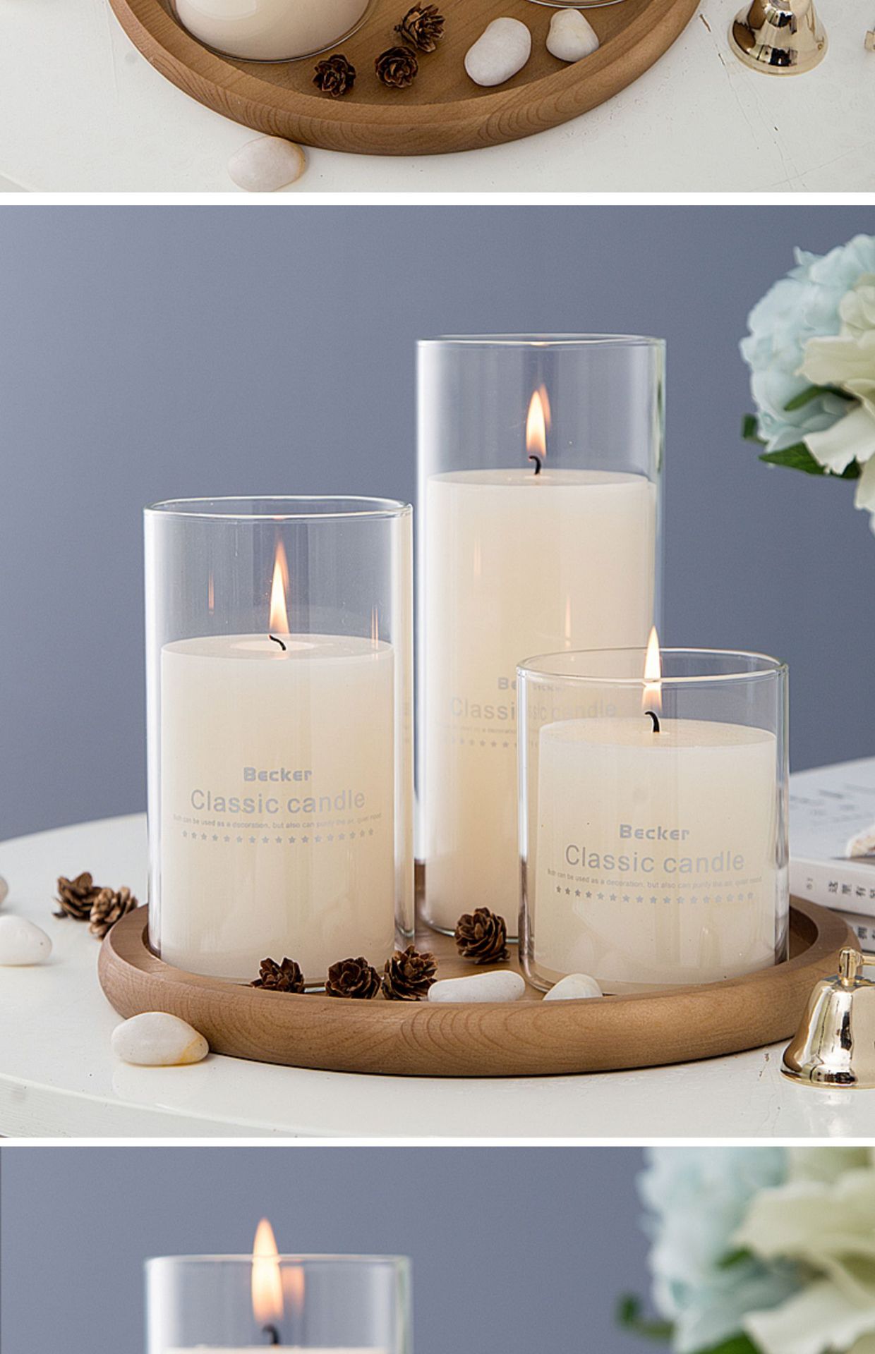 高硼硅烛台杯欧式透明玻璃防风蜡烛罐香氛摆件宗教婚庆蜡烛杯空杯