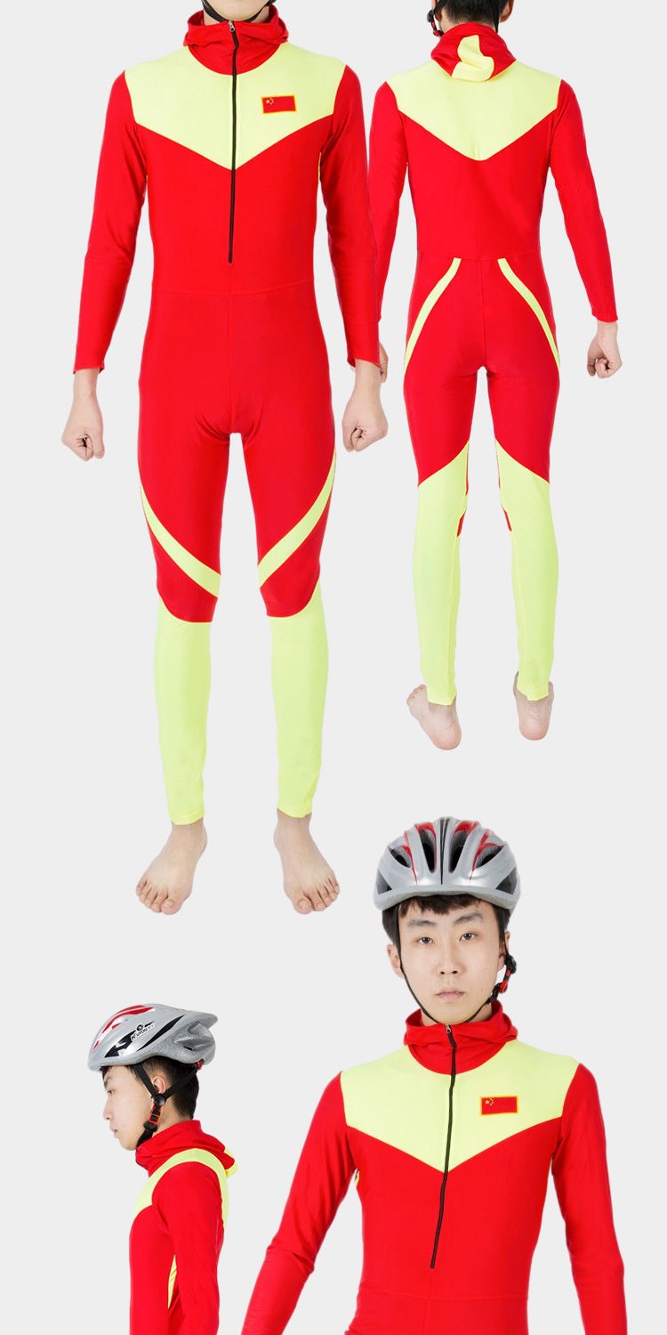 成人大道速滑服儿童轮滑长袖连体服短道速滑运动服骑行健身潜水服
