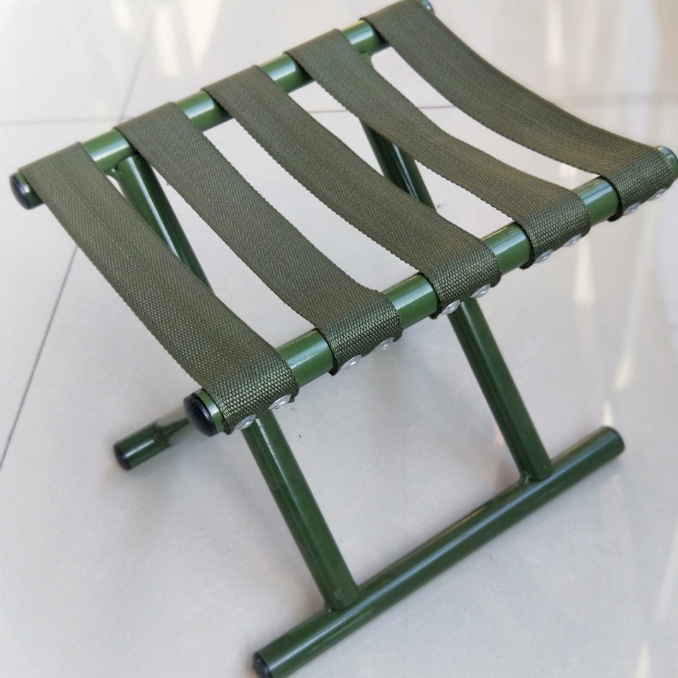 厂家批发35#圆管军绿色铁马扎折叠凳